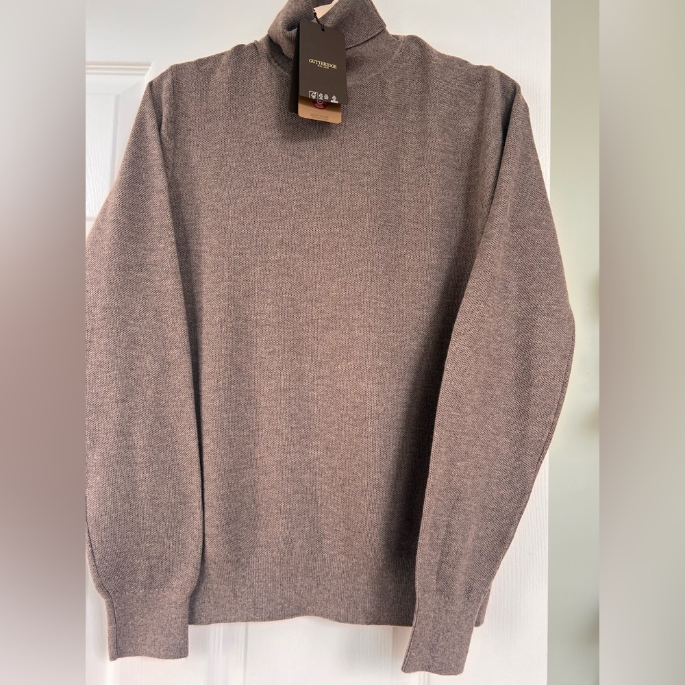 Gutteridge Dal 1878 - Cashmere Cotton Blend Turtleneck Sweater - Taupe Heather